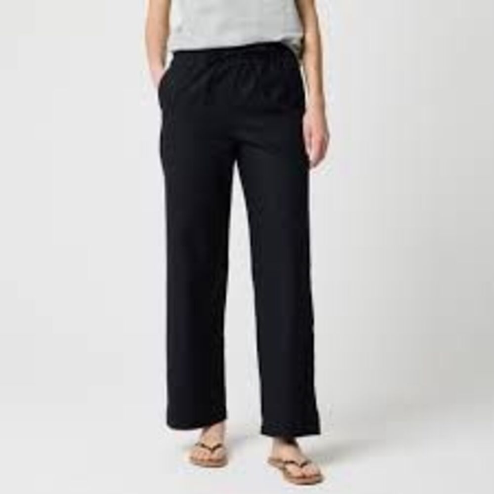 J Crew Factory NWT Linen-Cotton Slim Wide-Leg Drawstring Pant Size 0